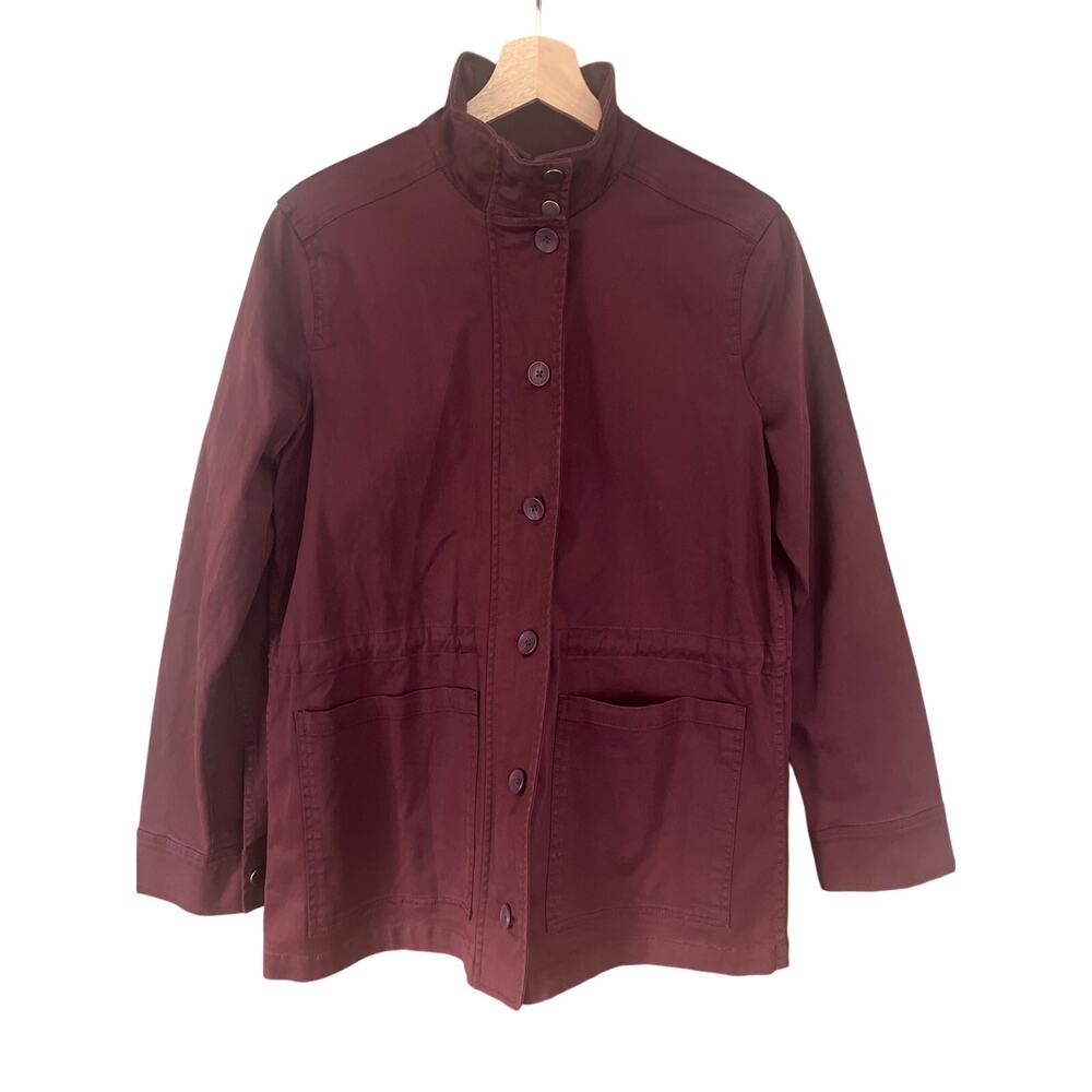 Lucky Brand Utility‎ Jacket Oversized Barn Coat Medium Burgundy
